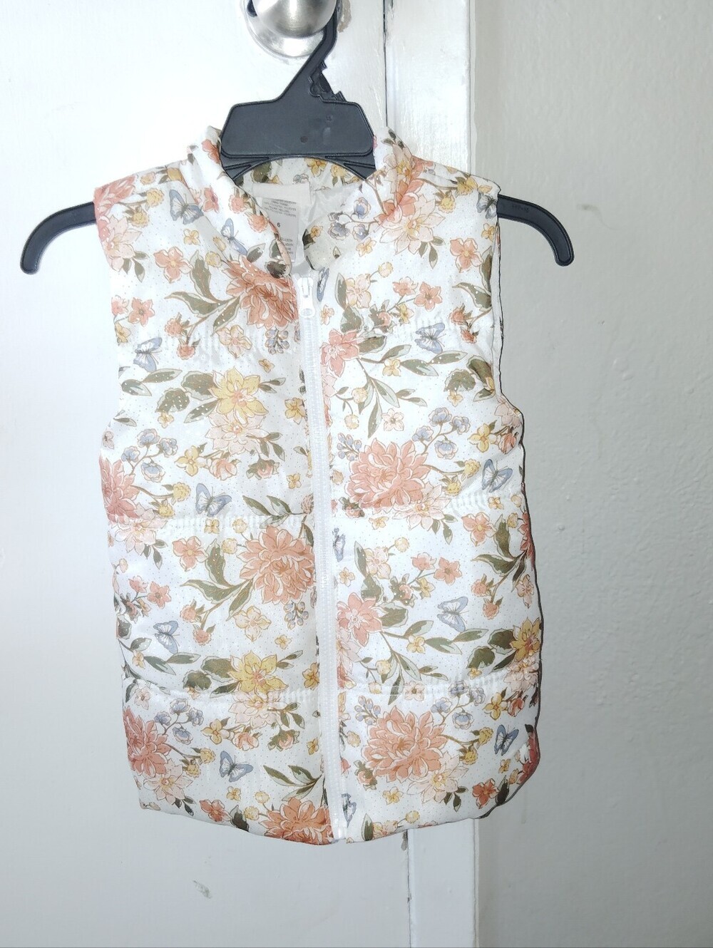 Little Lass Floral Puffer Vest Girls Size 6